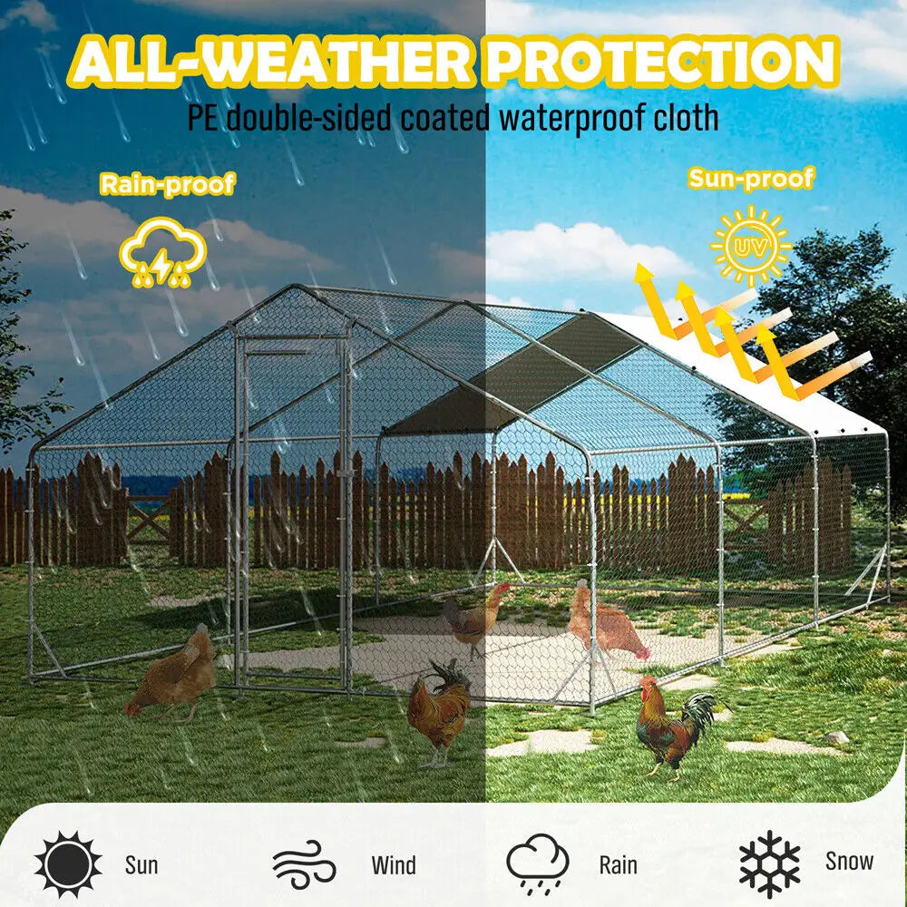 VaKa 3x6x1.95m Metal Walk-in Chicken Coop Rabbit Hutch Cage Hen House Chook Au - Pet Care > Coops & Hutches > Small