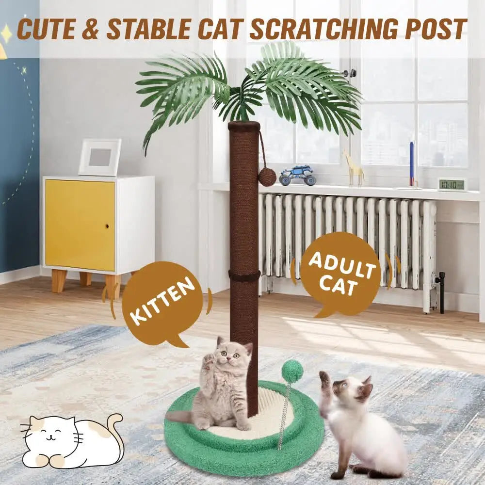 VaKa Cat Tree Scratching Post Large Palm Tree Cat Post Dangling Balls Cat Toy - Pet Care > Cat Supplies > Cat