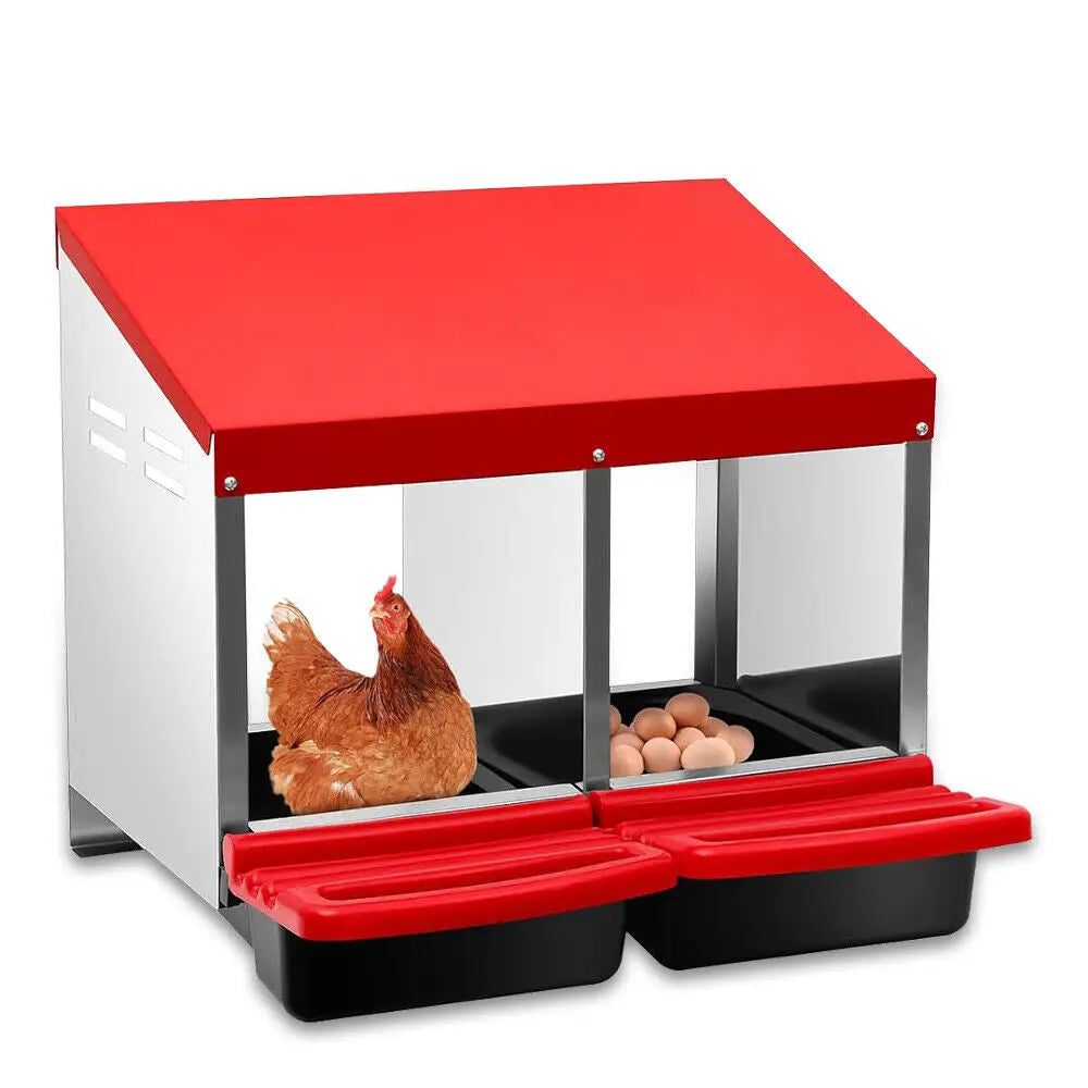 VaKa Chicken Hen Coop Hutch 2 Hole Inside Outside Roll Away Lay Egg Nesting Box - Pet Care > Coops & Hutches > Small