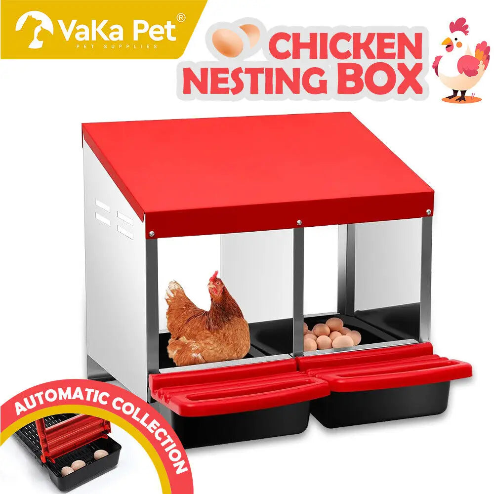 VaKa Chicken Hen Coop Hutch 2 Hole Inside Outside Roll Away Lay Egg Nesting Box - Pet Care > Coops & Hutches > Small
