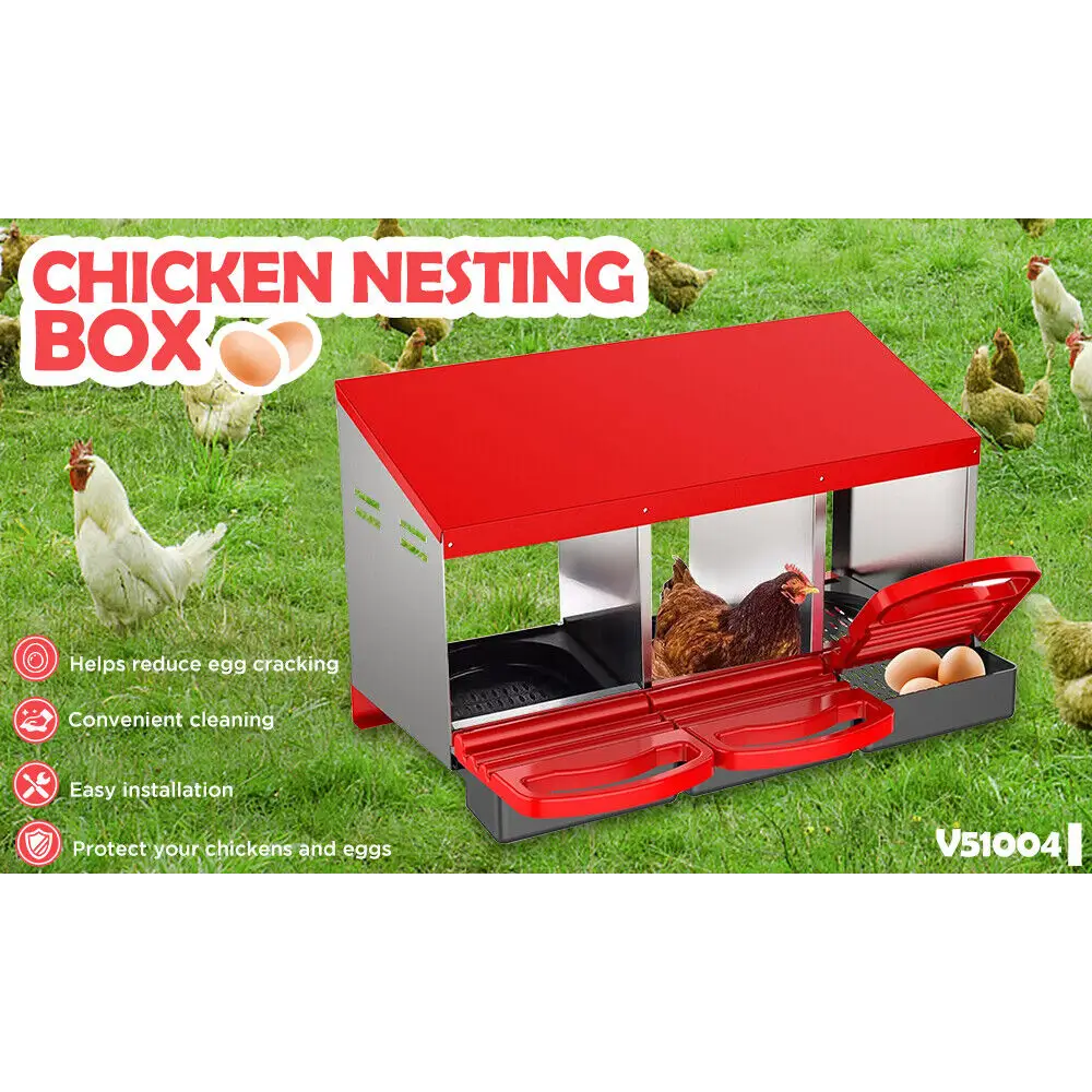 VaKa Chicken Hen Coop Hutch 3 Hole Inside Outside Roll Away Lay Egg Nesting Box - Pet Care > Coops & Hutches > Small