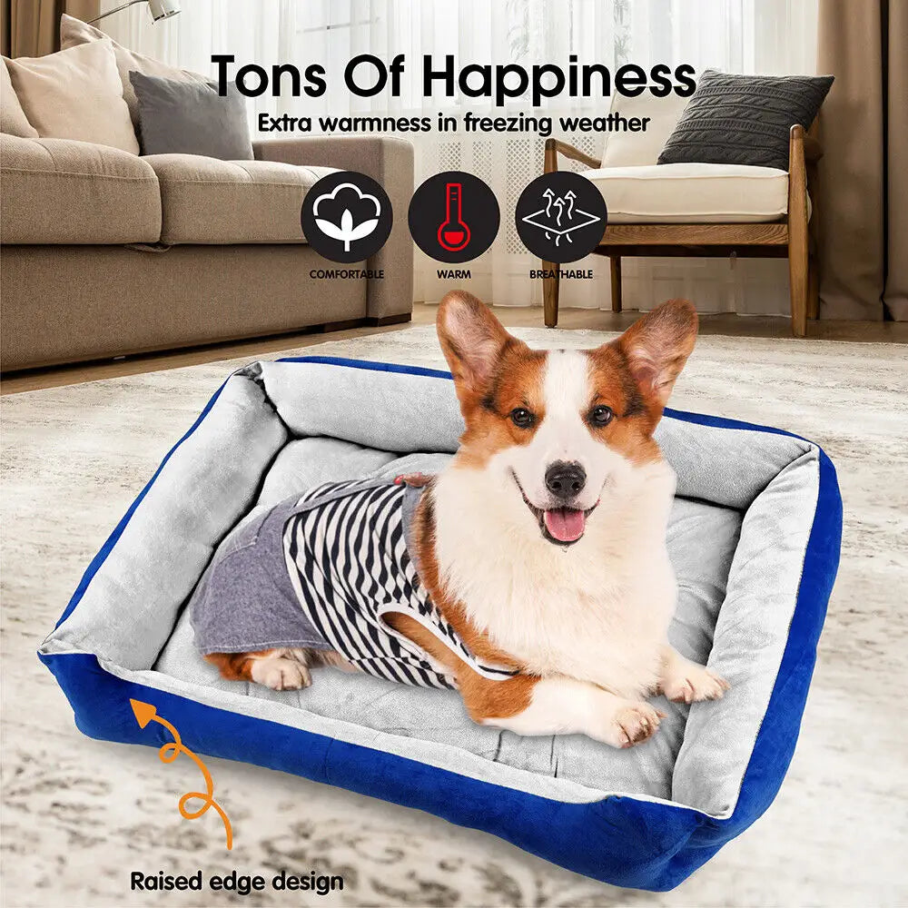 Vaka Navy Dog Bed Pet Cat Calming Floor Mat Sleeping Cave Washable Extra Large 29702 - Pet Care > Dog Supplies > Dog