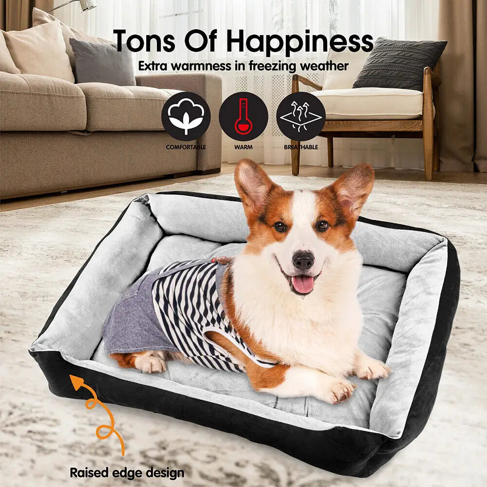 Vaka Navy Dog Bed Pet Cat Calming Floor Mat Sleeping Cave Washable Extra Large 29705 - Pet Care > Dog Supplies > Dog