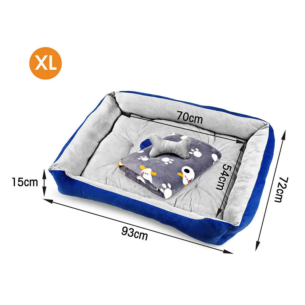 Vaka Navy Dog Bed Pet Cat Calming Floor Mat Sleeping Cave Washable Extra Large 29702 - Pet Care > Dog Supplies > Dog