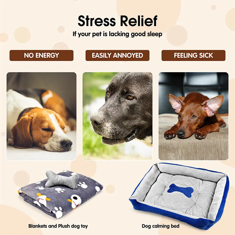 Vaka Navy Dog Bed Pet Cat Calming Floor Mat Sleeping Cave Washable Extra Large 29702 - Pet Care > Dog Supplies > Dog
