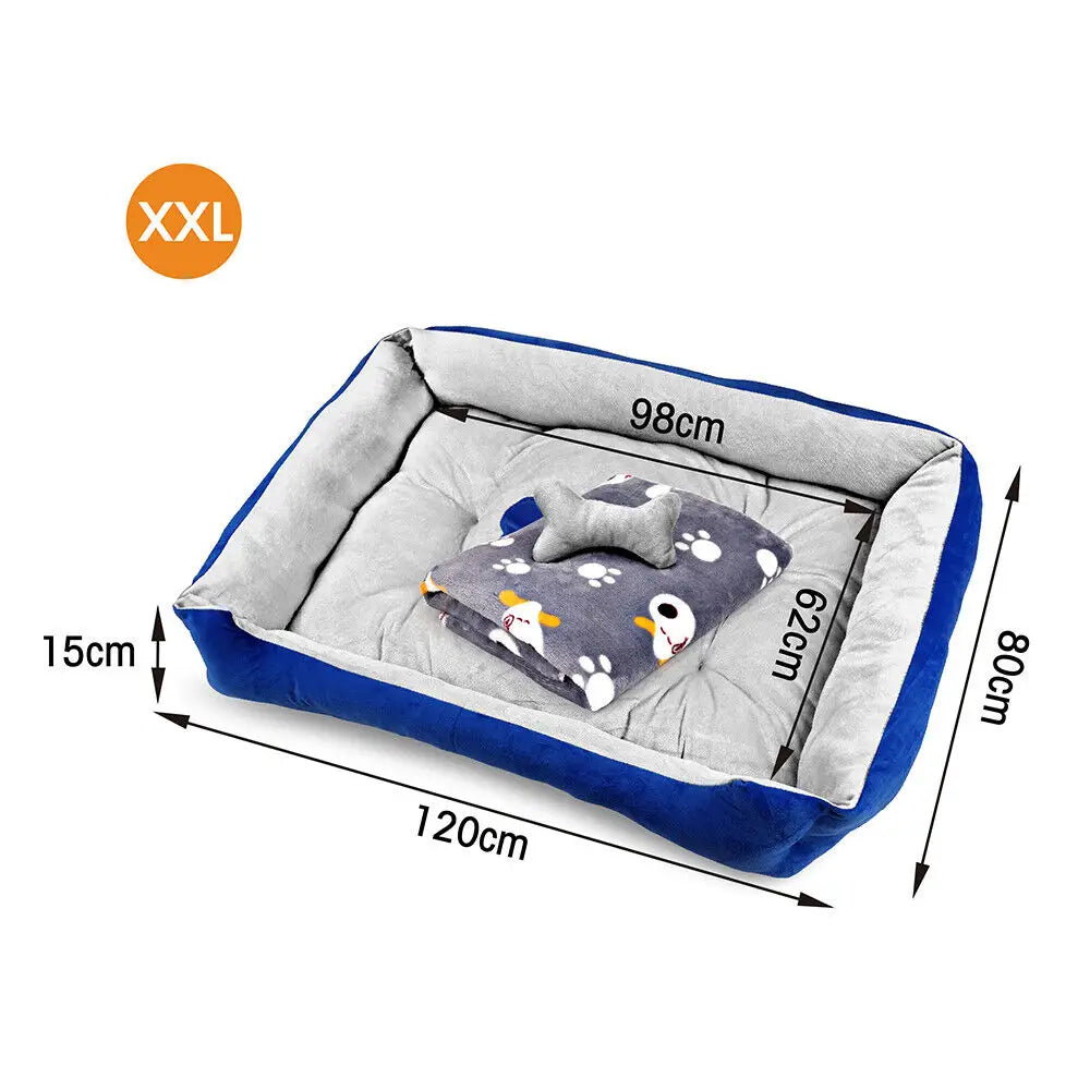 Vaka Navy Dog Bed Pet Cat Calming Floor Mat Sleeping Cave Washable Extra Large 29703 - Pet Care > Dog Supplies > Dog