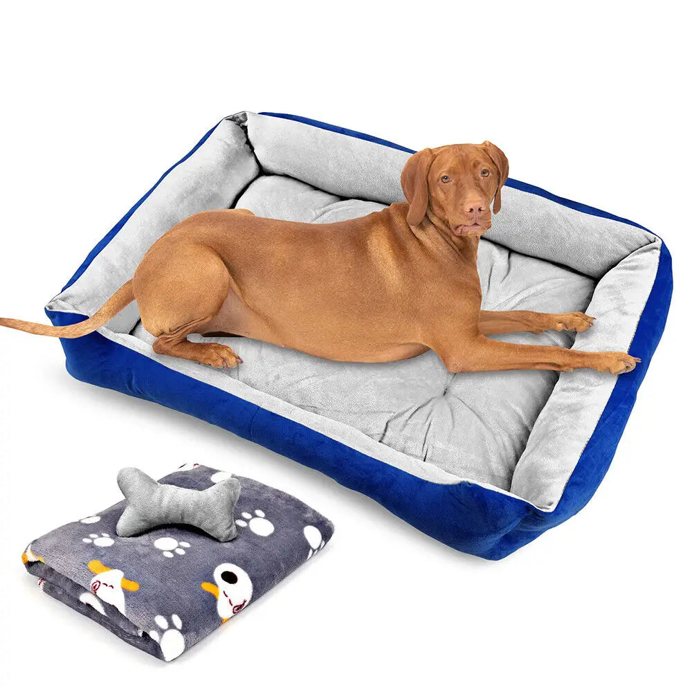 Vaka Navy Dog Bed Pet Cat Calming Floor Mat Sleeping Cave Washable Extra Large 29701 - Pet Care > Dog Supplies > Dog