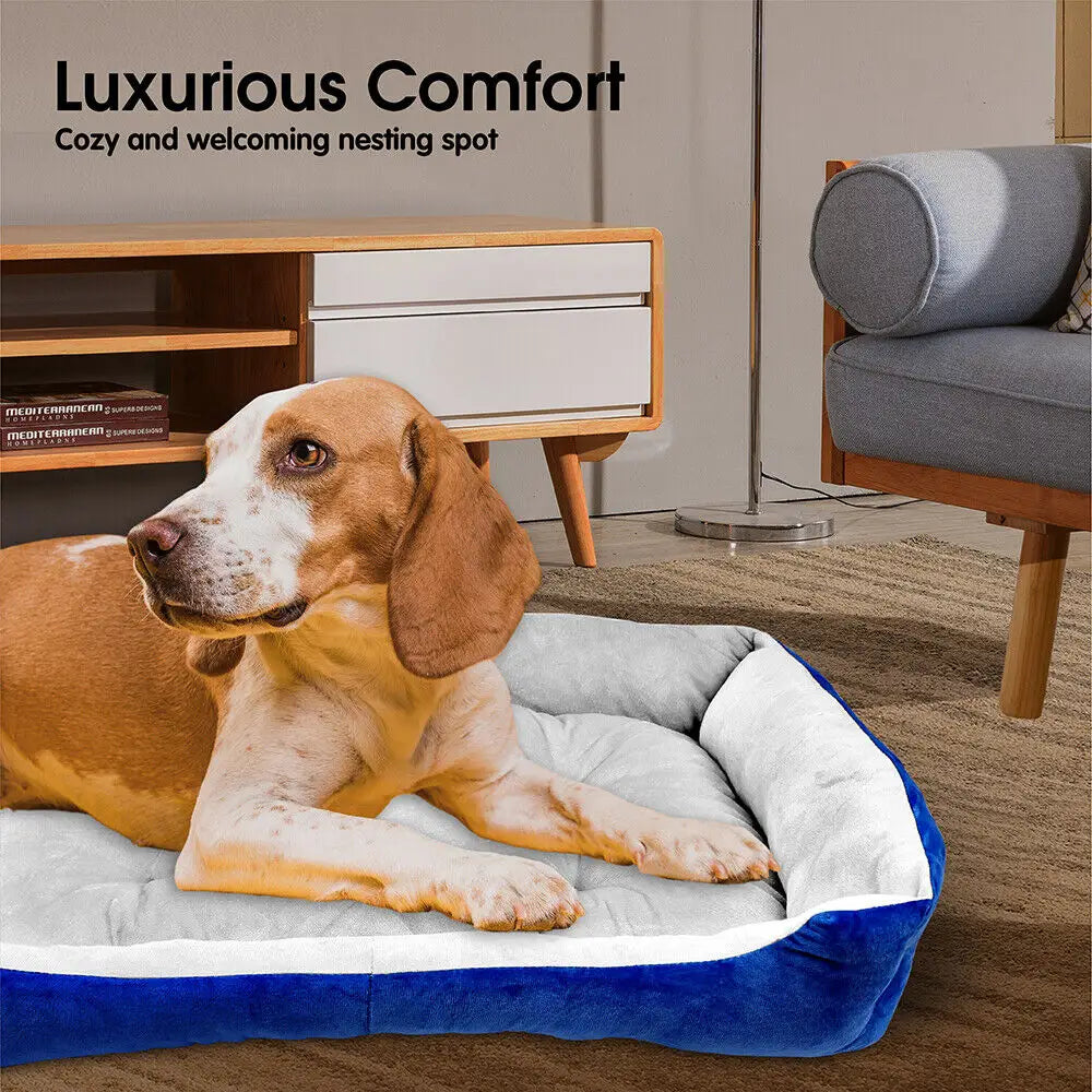 Vaka Navy Dog Bed Pet Cat Calming Floor Mat Sleeping Cave Washable Extra Large 29703 - Pet Care > Dog Supplies > Dog