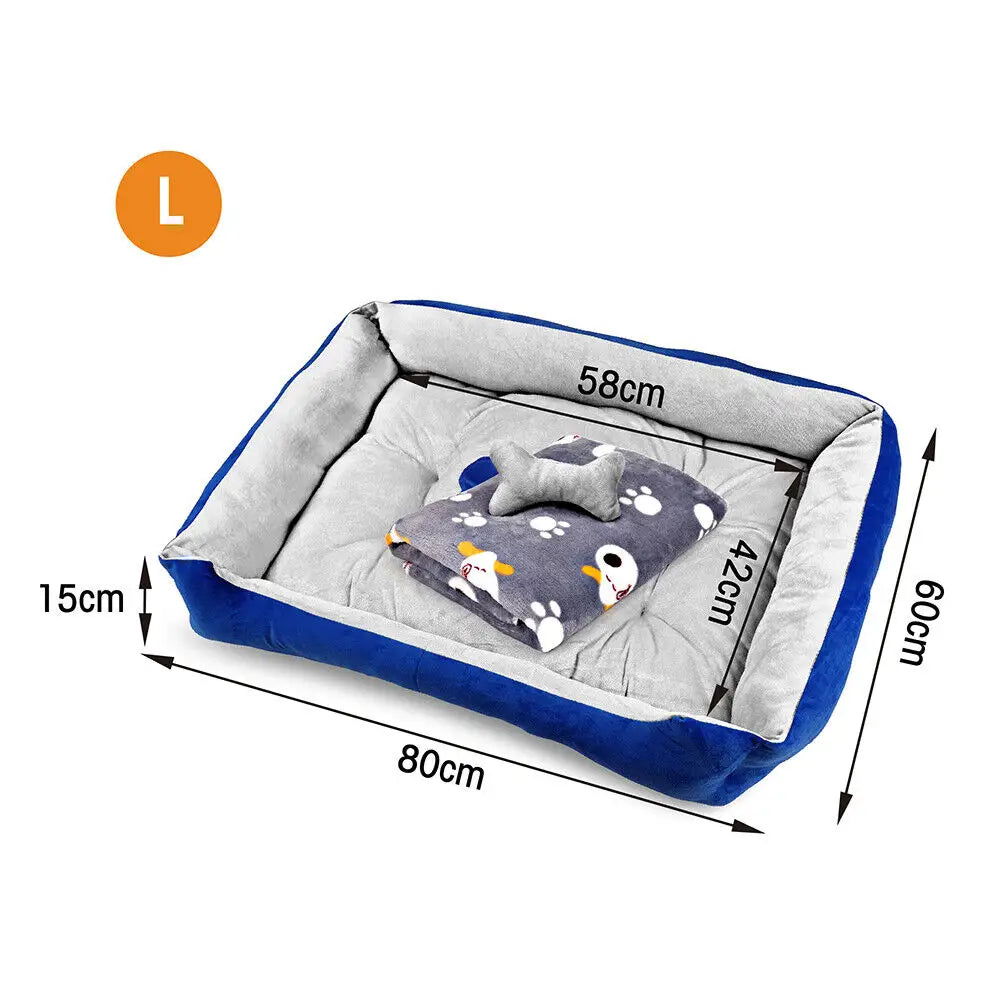 Vaka Navy Dog Bed Pet Cat Calming Floor Mat Sleeping Cave Washable Extra Large 29701 - Pet Care > Dog Supplies > Dog