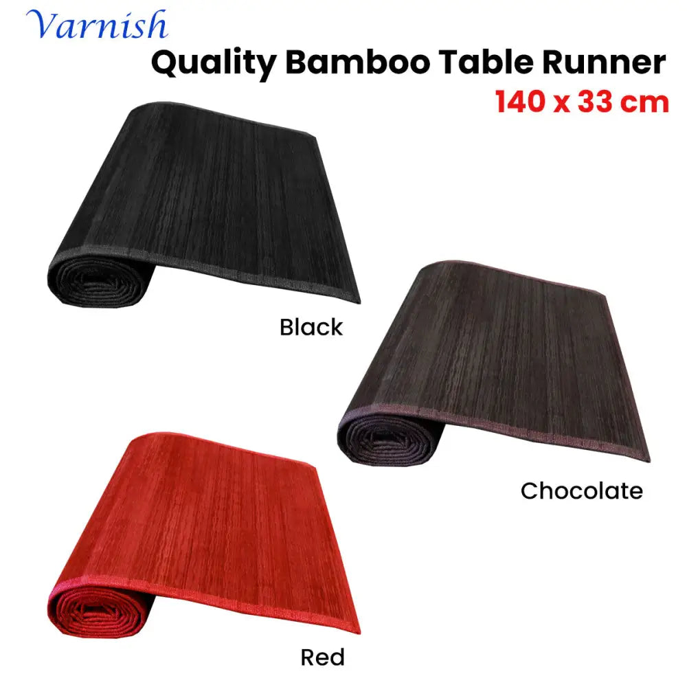Varnish Bamboo Table Runner 140 x 33cm Red - Home & Garden > Kitchenware