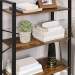 VASAGLE 4-Tier Bookshelf Storage Rack with Steel Frame for Living Room Office Study Hallway Industrial Style Rustic