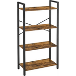 VASAGLE 4-Tier Bookshelf Storage Rack with Steel Frame for Living Room Office Study Hallway Industrial Style Rustic