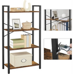 VASAGLE 4-Tier Bookshelf Storage Rack with Steel Frame for Living Room Office Study Hallway Industrial Style Rustic