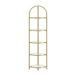 VASAGLE 5 Tier Corner Ladder Bookshelf Tempered Glass Modern Style Golden Color - Furniture > Living Room > Bookcases &