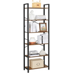 VASAGLE 6-Tier Bookcase Storage Shelf Industrial Design Vintage Brown Black - Furniture > Living Room > Bookcases &
