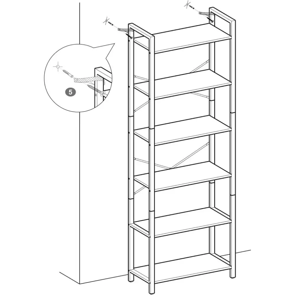 VASAGLE 6-Tier Bookcase Storage Shelf Industrial Design Vintage Brown Black - Furniture > Living Room > Bookcases &