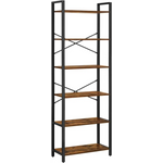 VASAGLE 6-Tier Bookcase Storage Shelf Industrial Design Vintage Brown Black - Furniture > Living Room > Bookcases &