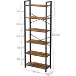 VASAGLE 6-Tier Bookcase Storage Shelf Industrial Design Vintage Brown Black - Furniture > Living Room > Bookcases &
