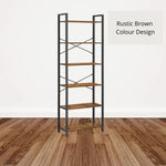VASAGLE 6-Tier Bookcase Storage Shelf Steel Frame for Living Room Study Office Hallway Industrial Design Vintage Brown