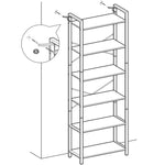 VASAGLE 6-Tier Bookcase Storage Shelf Steel Frame for Living Room Study Office Hallway Industrial Design Vintage Brown