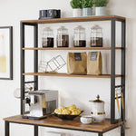 VASAGLE 6 Tier Storage Shelves with 6 Hooks Rustic Brown and Black KKS019B01 - Furniture > Living Room
