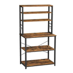 VASAGLE 6 Tier Storage Shelves with 6 Hooks Rustic Brown and Black KKS019B01 - Furniture > Living Room