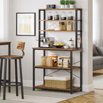 VASAGLE 6 Tier Storage Shelves with 6 Hooks Rustic Brown and Black KKS019B01 - Furniture > Living Room
