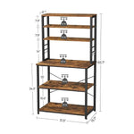 VASAGLE 6 Tier Storage Shelves with 6 Hooks Rustic Brown and Black KKS019B01 - Furniture > Living Room