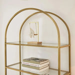VASAGLE Bookshelf 5 Tier Tempered Glass with Gold Metal Frame LGT050A01 - Furniture > Living Room
