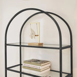 VASAGLE Bookshelf 5 Tier Tempered Glass with Metal Frame Black - Furniture > Living Room > Bookcases & Shelves