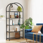 VASAGLE Bookshelf 5 Tier Tempered Glass with Metal Frame Black - Furniture > Living Room > Bookcases & Shelves