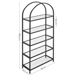 VASAGLE Bookshelf 5 Tier Tempered Glass with Metal Frame Black - Furniture > Living Room > Bookcases & Shelves