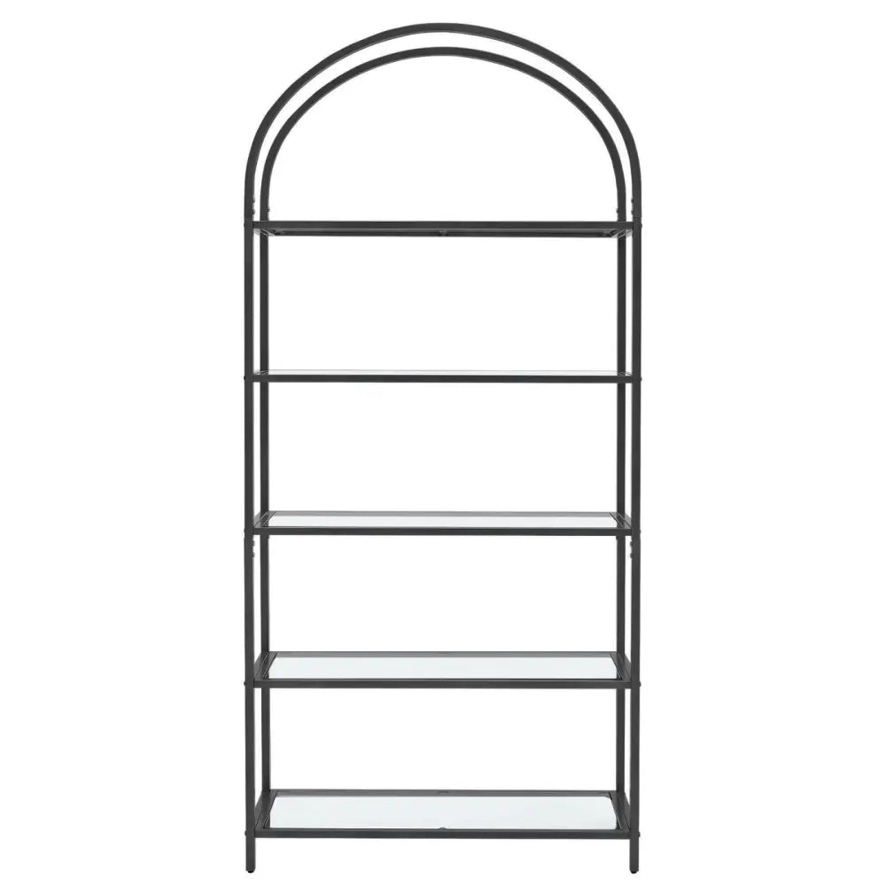 VASAGLE Bookshelf 5 Tier Tempered Glass with Metal Frame Black - Furniture > Living Room > Bookcases & Shelves