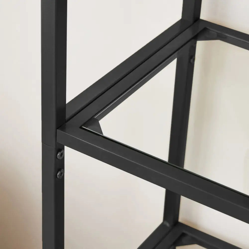 VASAGLE Bookshelf 5 Tier Tempered Glass with Metal Frame Black - Furniture > Living Room > Bookcases & Shelves