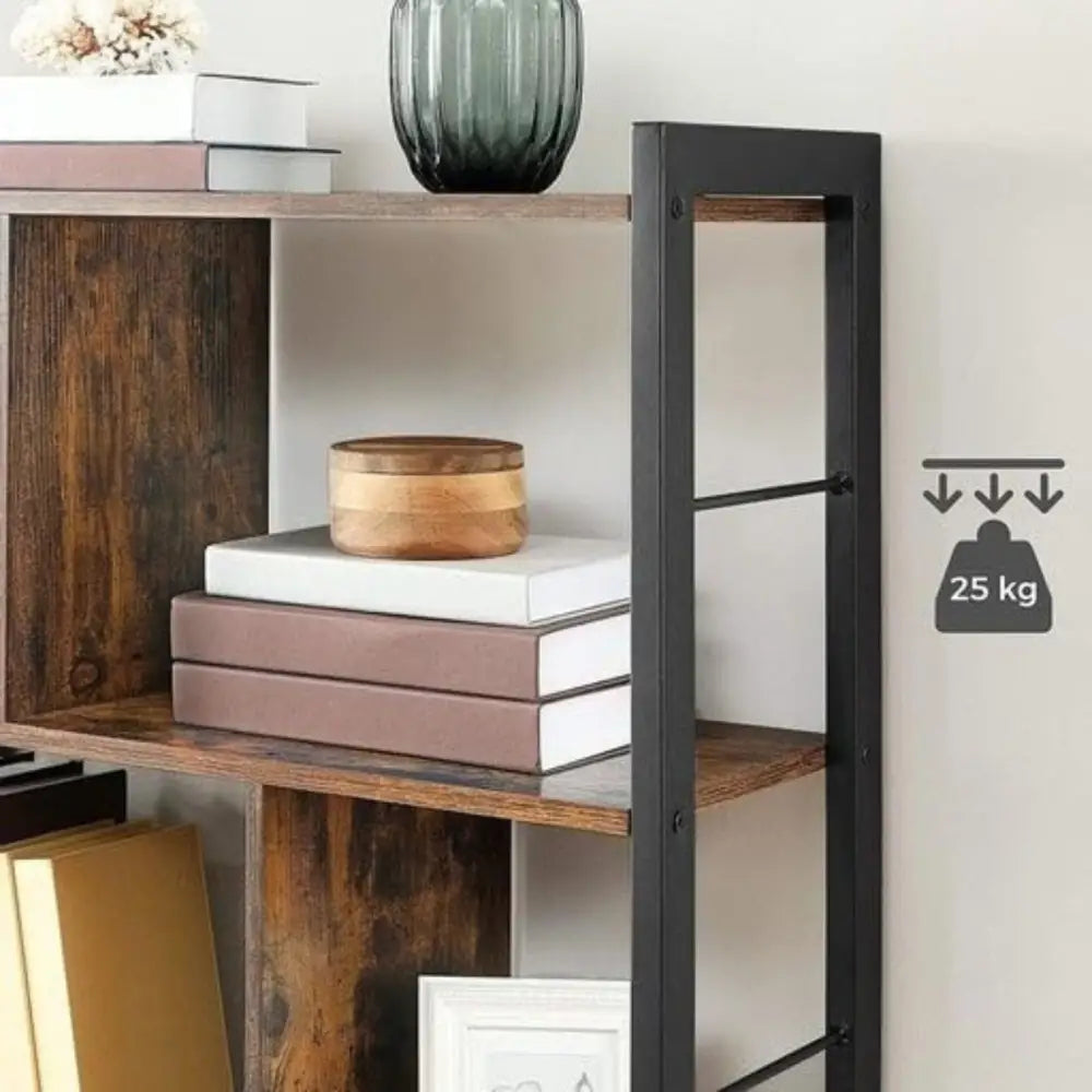 VASAGLE Bookshelf Rustic Brown and Black - Furniture > Living Room > Bookcases & Shelves