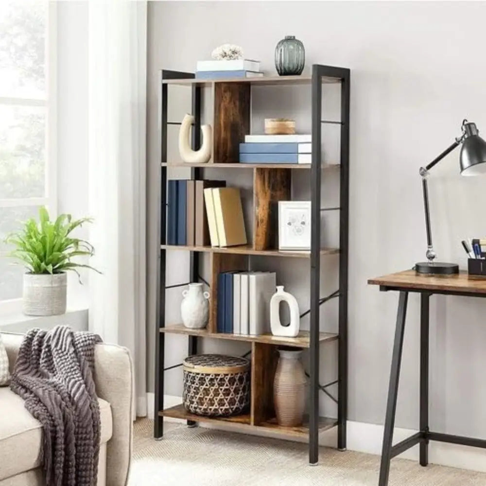 VASAGLE Bookshelf Rustic Brown and Black - Furniture > Living Room > Bookcases & Shelves
