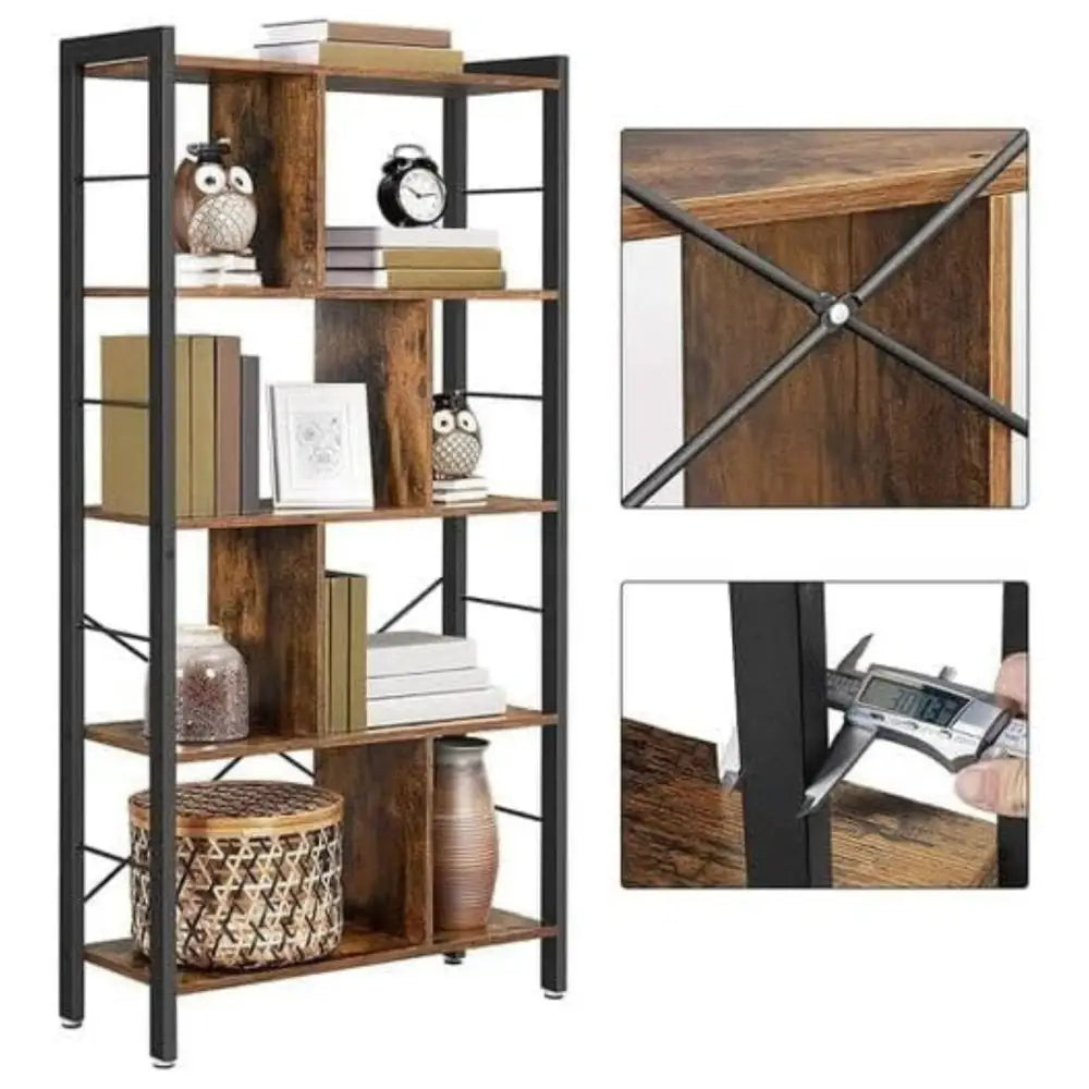 VASAGLE Bookshelf Rustic Brown and Black - Furniture > Living Room > Bookcases & Shelves