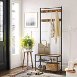 VASAGLE Coat Rack Stand Height 175 cm Rustic Brown HSR41BX - Furniture > Living Room