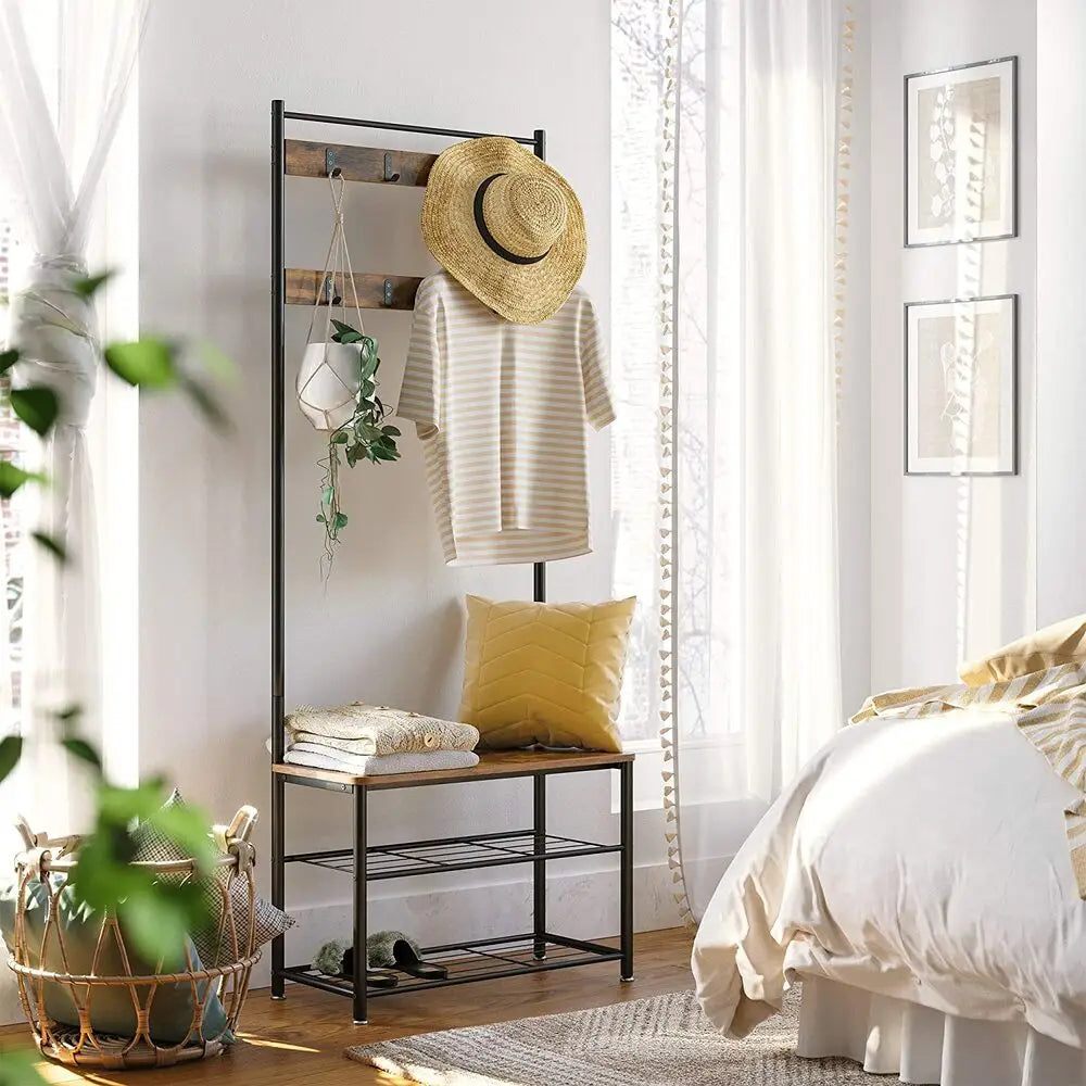 VASAGLE Coat Rack Stand Height 175 cm Rustic Brown HSR41BX - Furniture > Living Room