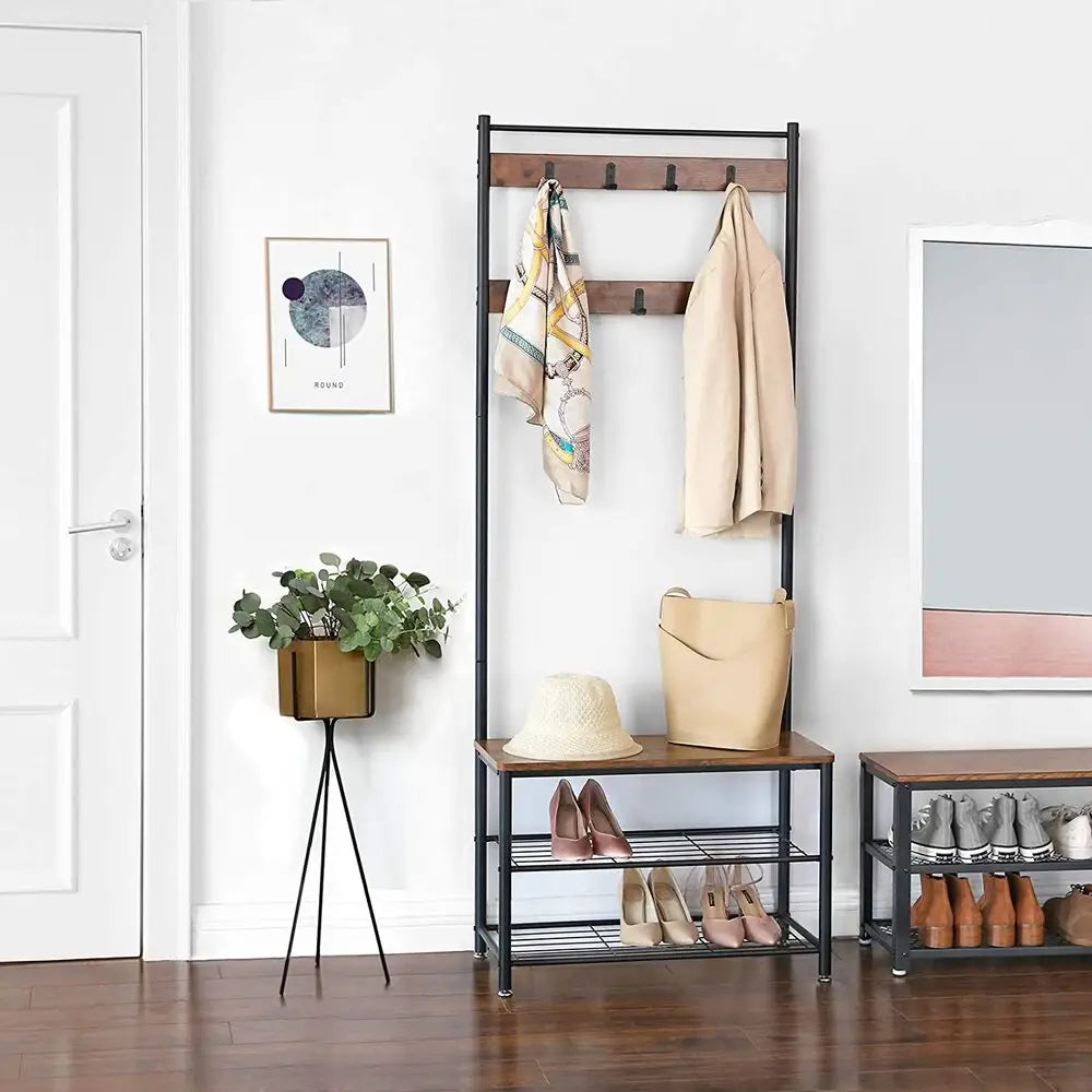 VASAGLE Coat Rack Stand Height 175 cm Rustic Brown HSR41BX - Furniture > Living Room