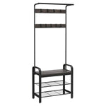 VASAGLE Coat Rack Stand Height 183 cm Hazelnut Brown and Black HSR040B04 - Furniture > Living Room