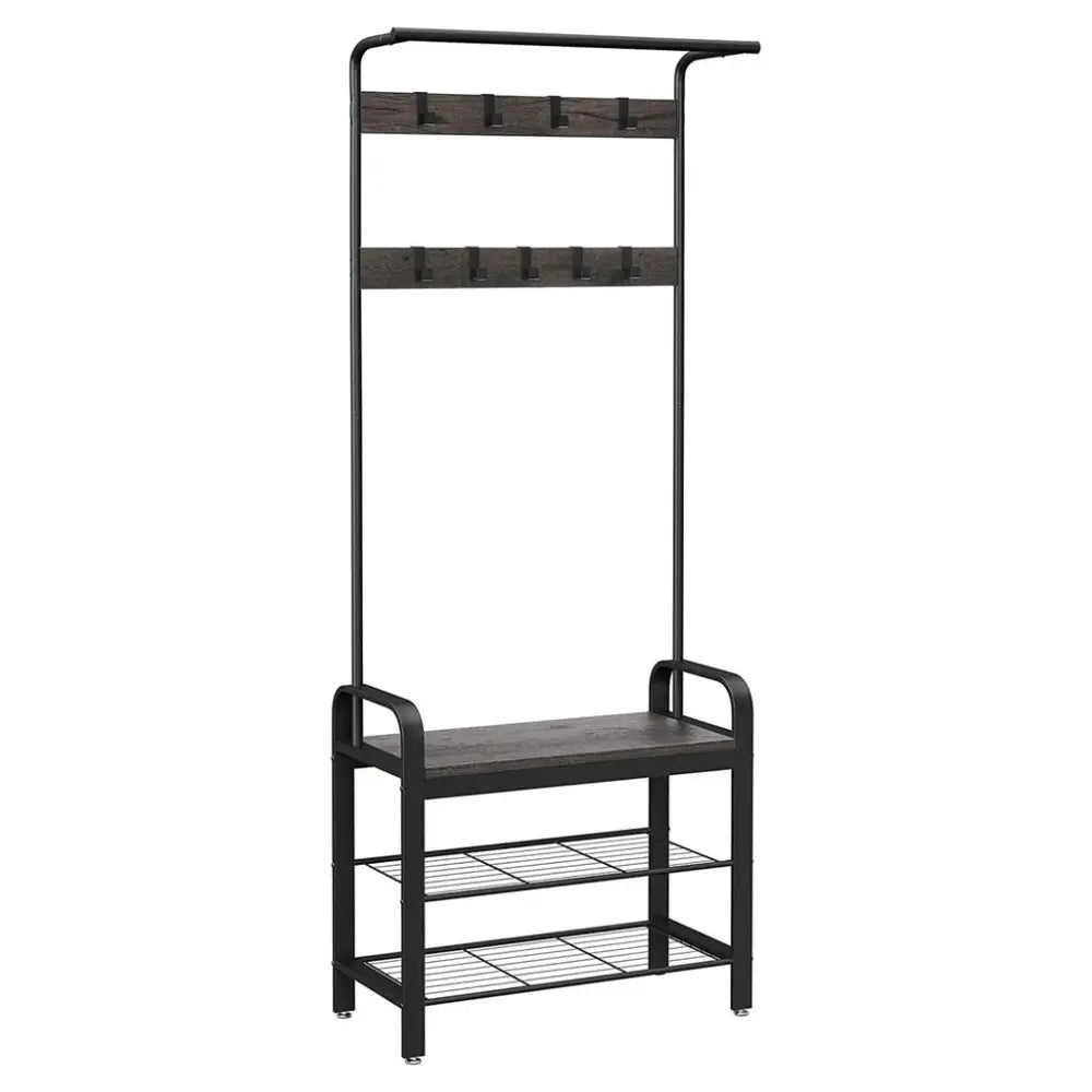 VASAGLE Coat Rack Stand Height 183 cm Hazelnut Brown and Black HSR040B04 - Furniture > Living Room