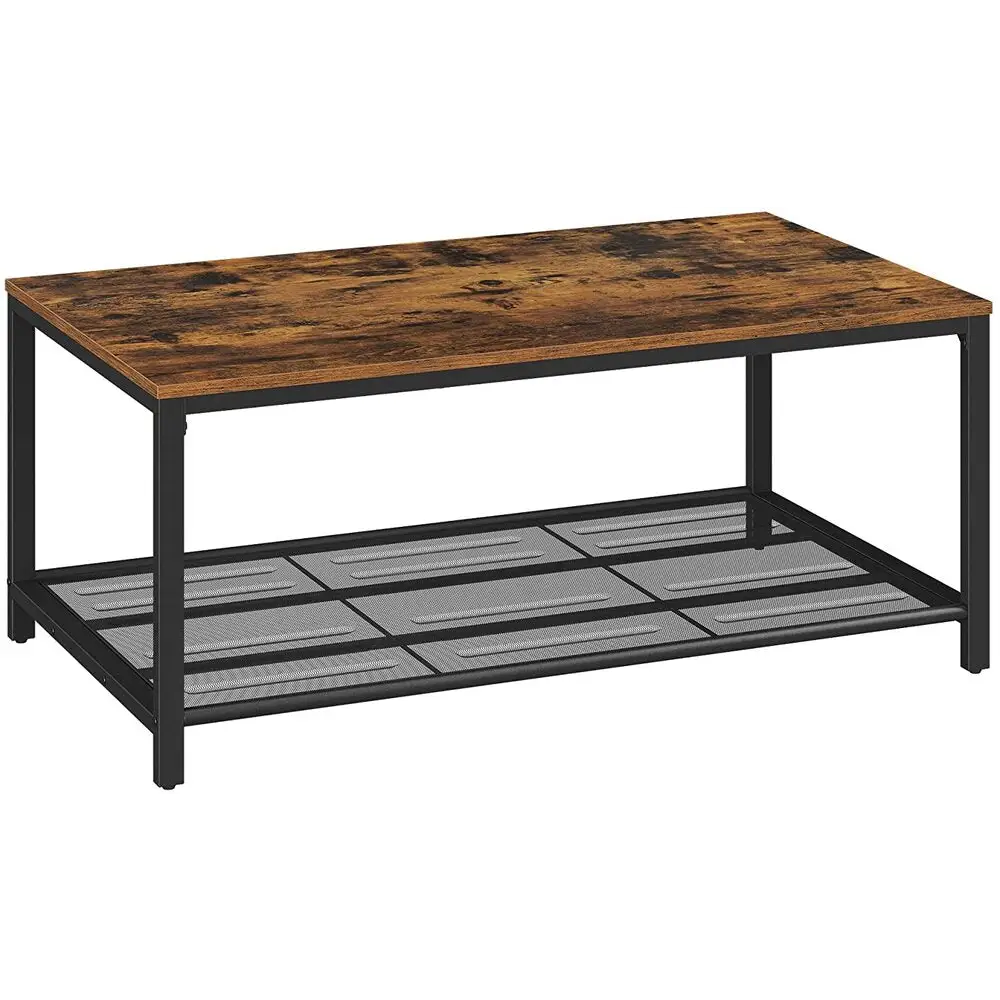 VASAGLE Coffee Table Living Room Table with Dense Mesh Shelf Large Storage Space Tea Table Easy Assembly Stable