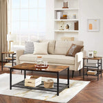 VASAGLE Coffee Table Living Room Table with Dense Mesh Shelf Large Storage Space Tea Table Easy Assembly Stable