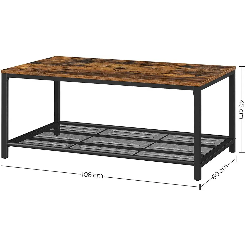 VASAGLE Coffee Table Living Room Table with Dense Mesh Shelf Large Storage Space Tea Table Easy Assembly Stable