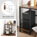 VASAGLE Computer Desk with 2 Shelves Rustic Brown and Black LWD47X - Furniture > Living Room