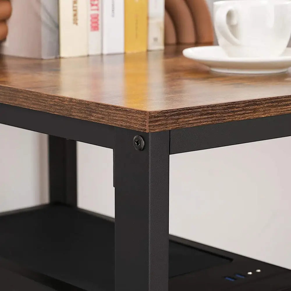 VASAGLE Computer Desk with 2 Shelves Rustic Brown and Black LWD47X - Furniture > Living Room