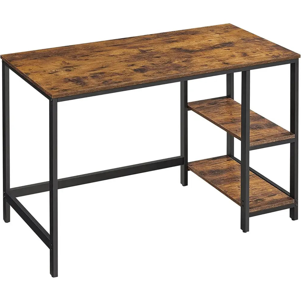 VASAGLE Computer Desk with 2 Shelves Rustic Brown and Black LWD47X - Furniture > Living Room