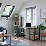 VASAGLE Computer Desk with 2 Shelves Rustic Brown and Black LWD47X - Furniture > Living Room