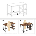 VASAGLE Computer Desk with 2 Shelves Rustic Brown and Black LWD47X - Furniture > Living Room